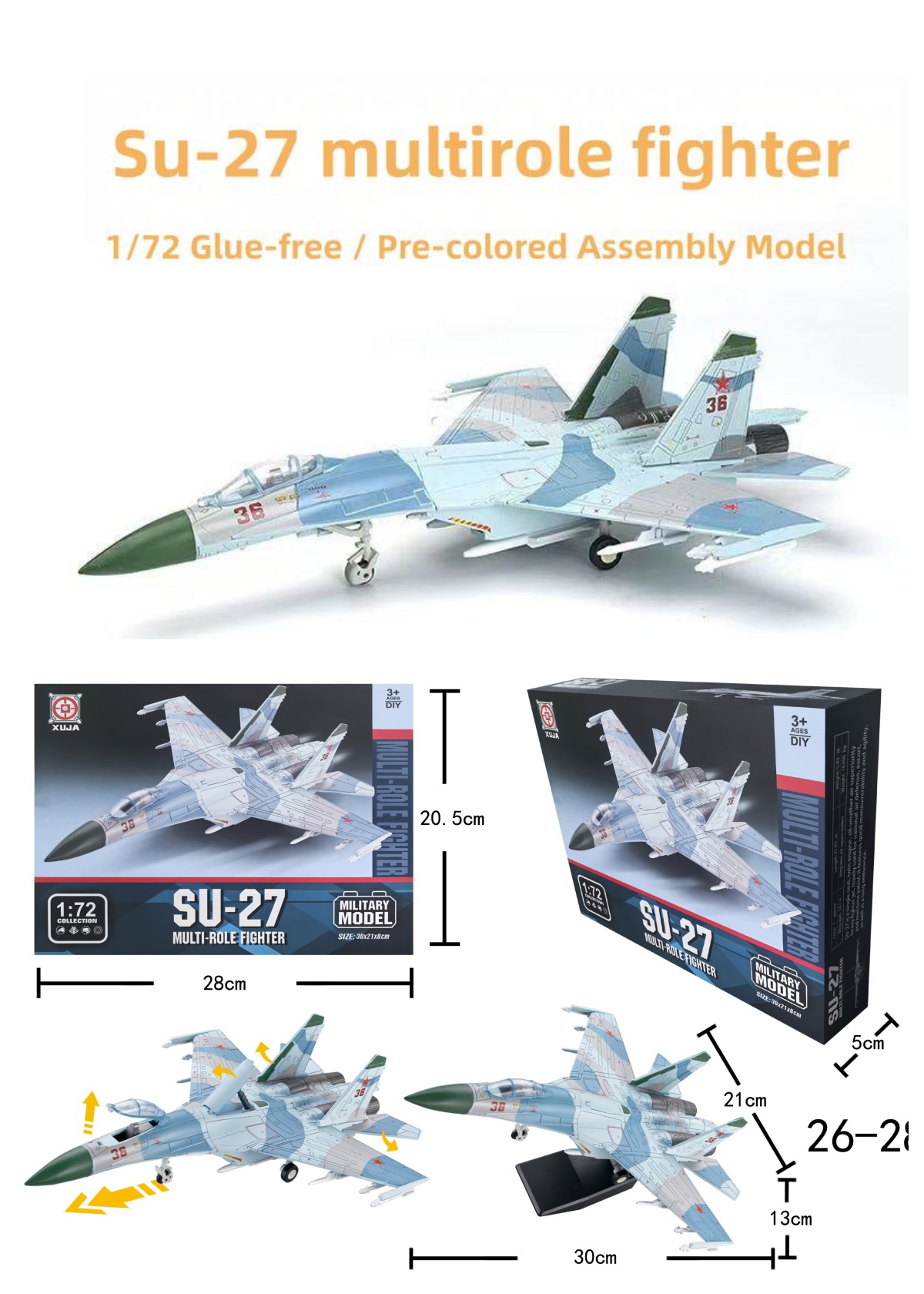 Model Airplane Plastic - ABS 1/72 스케일 항공기 SU27 다목적