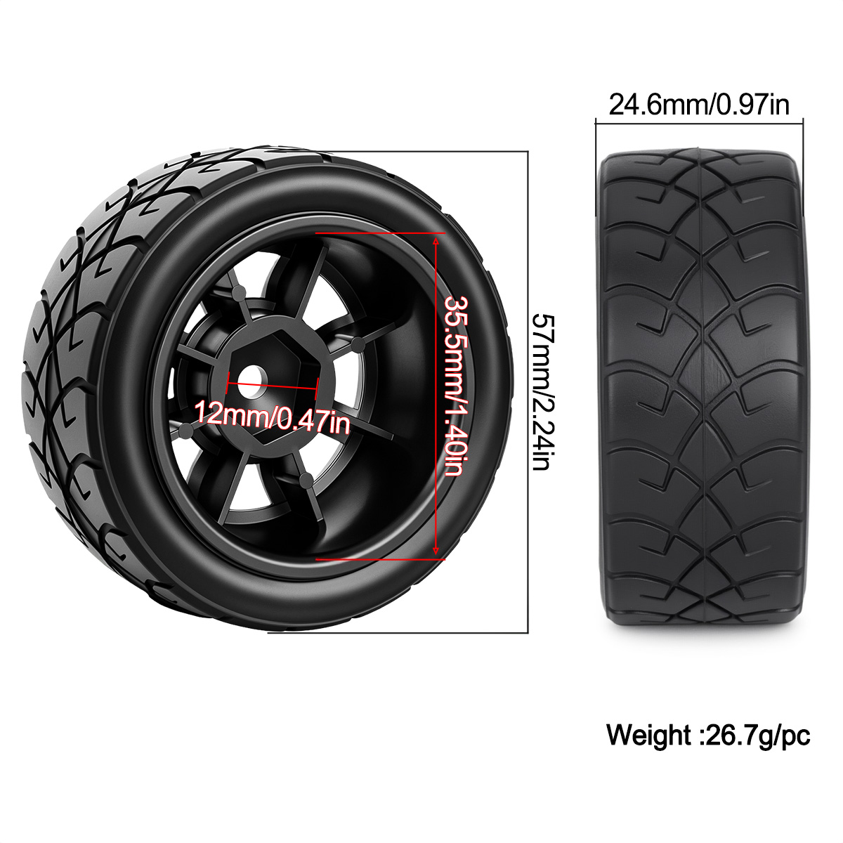 4개입 12mm 육각 고무 레이싱 타이어 플라스틱 휠  - Tamiya Model Rc Car 리뷰 및 가격